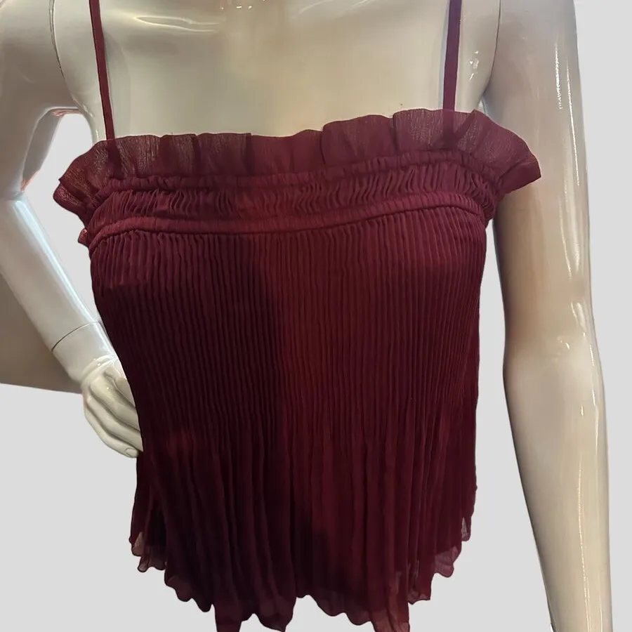 Nine West  Red Pleated Ruffled Camisole - Image 3