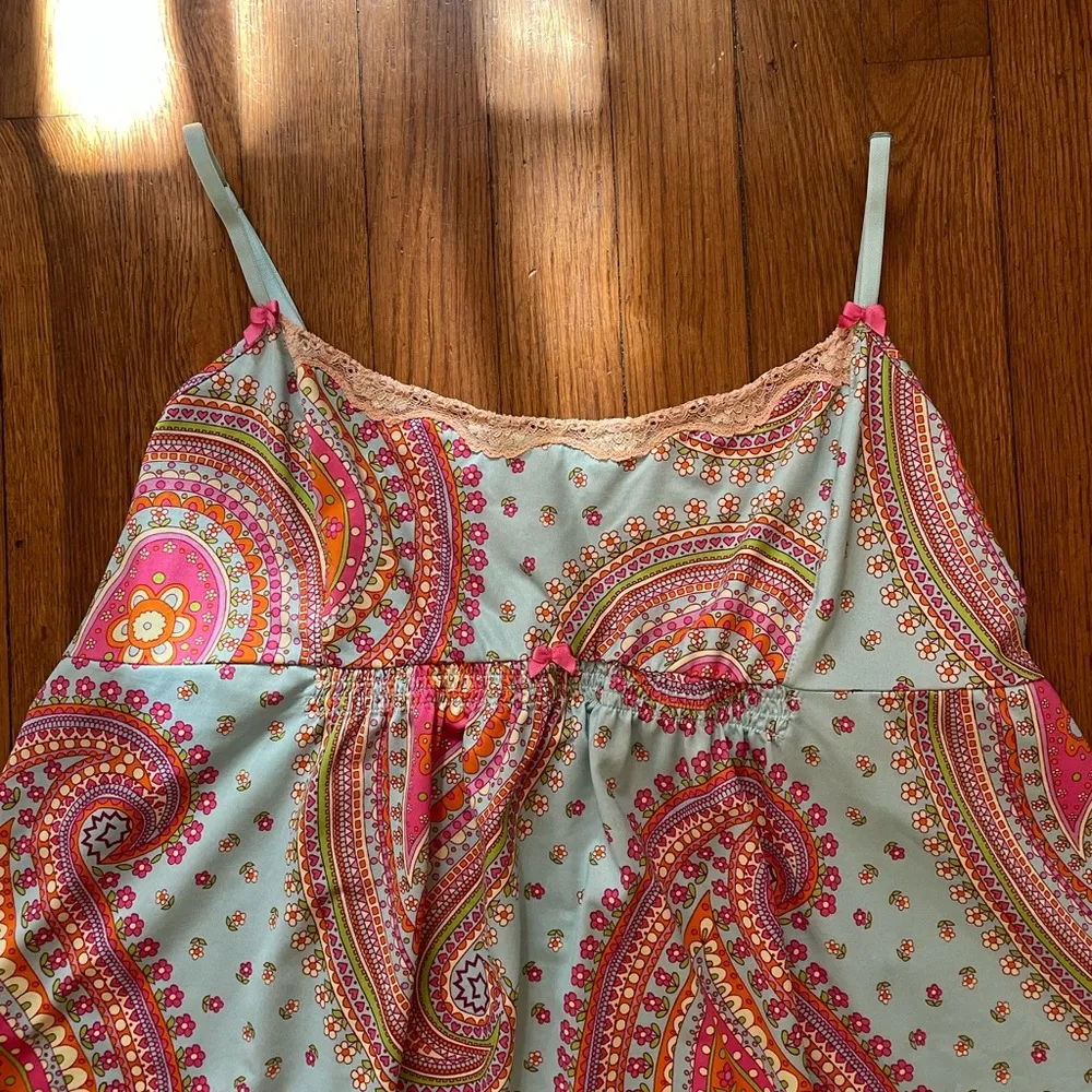 Betseyville Betsey Johnson Vintage Y2K Paisley Bow Detail Slip Dress - Sz XL - Image 7