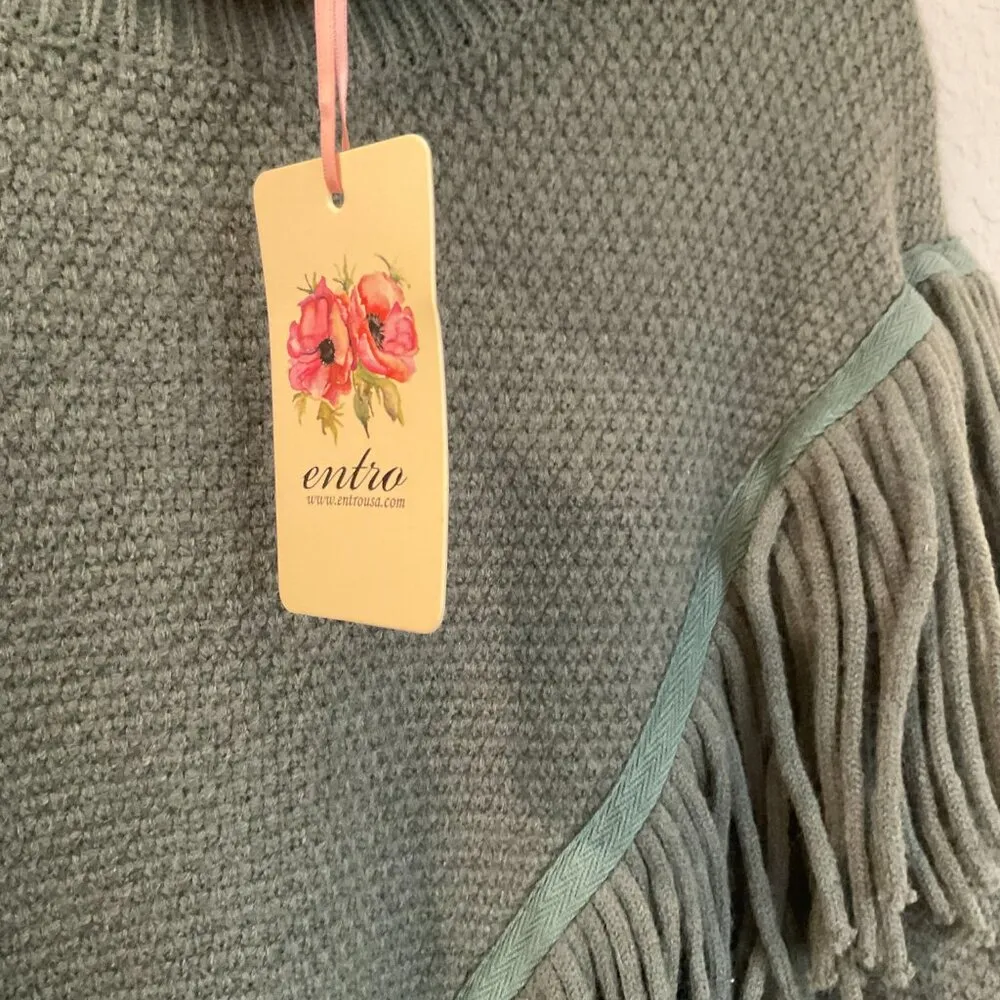 NWT Entro Green Turtleneck Fringe Sweater - Image 5