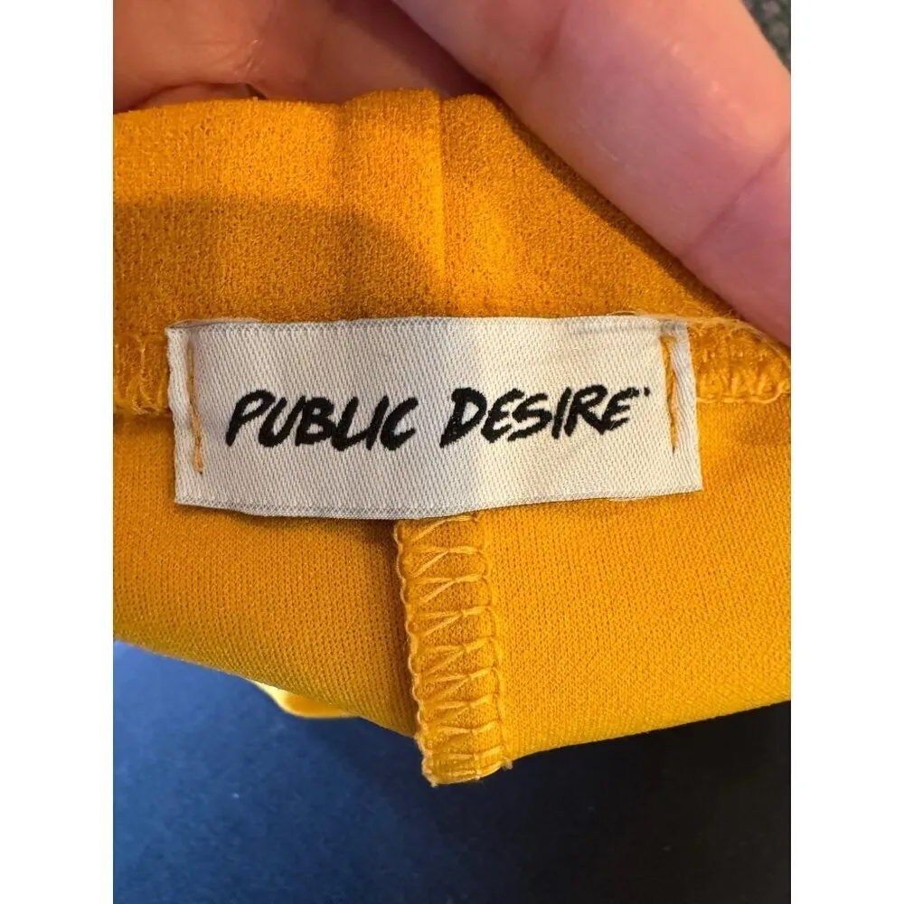 Public Desire Asos Pants Womens 12 Orange Waist Strap High Rise Flared Retro Yellow - Image 12