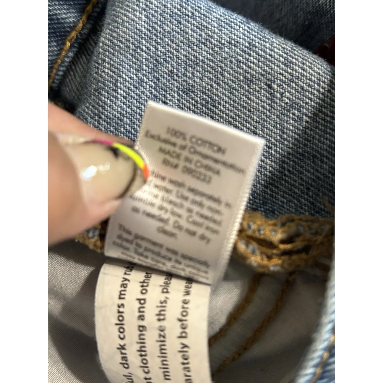 Pacsun Denim Mini Skirt Size 26 Pockets Embroidered Roses‎ Zip/Button Y2K - Image 6