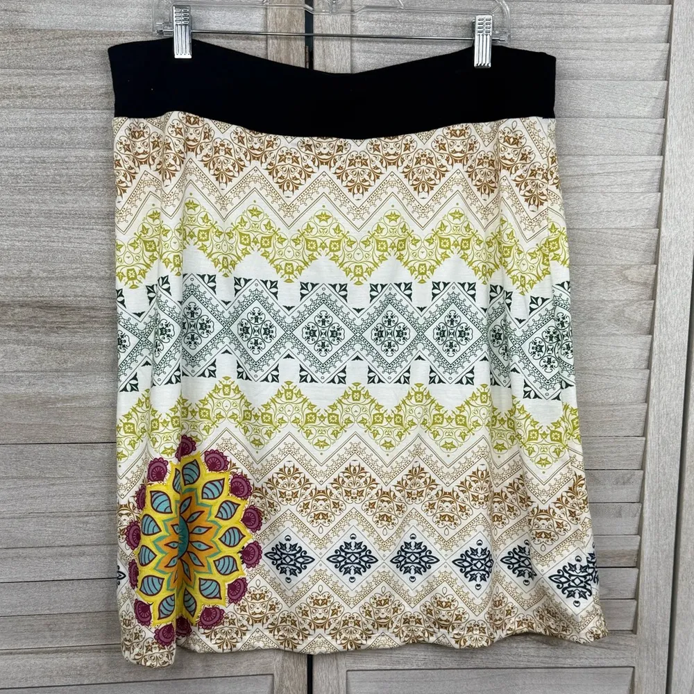 MEXACALI BLUES Vintage 90's/Y2K Mandala Print Pull On Midi Skirt - Image 2