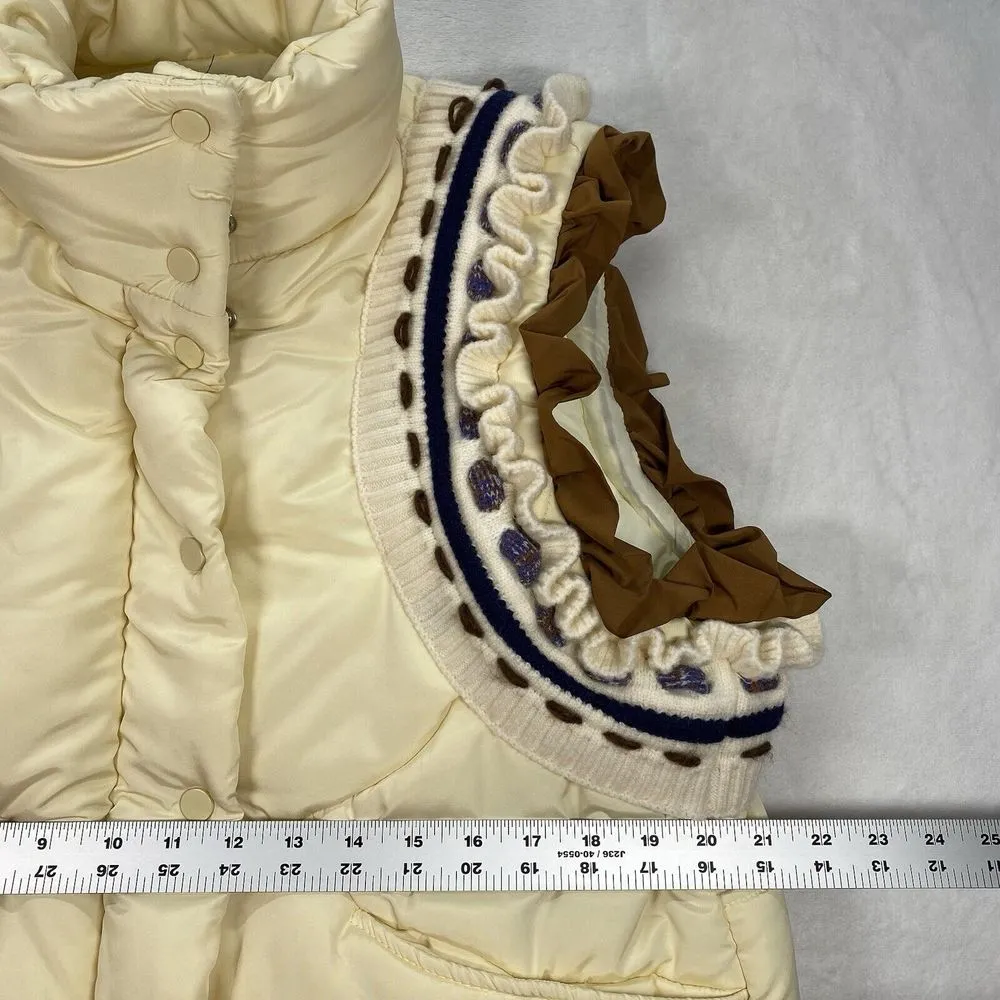 New Heyson‎ Puffer Vest Womens Larg Ruffle Sleeve Winter quilted Padded Gilet Tan Size L - Image 3