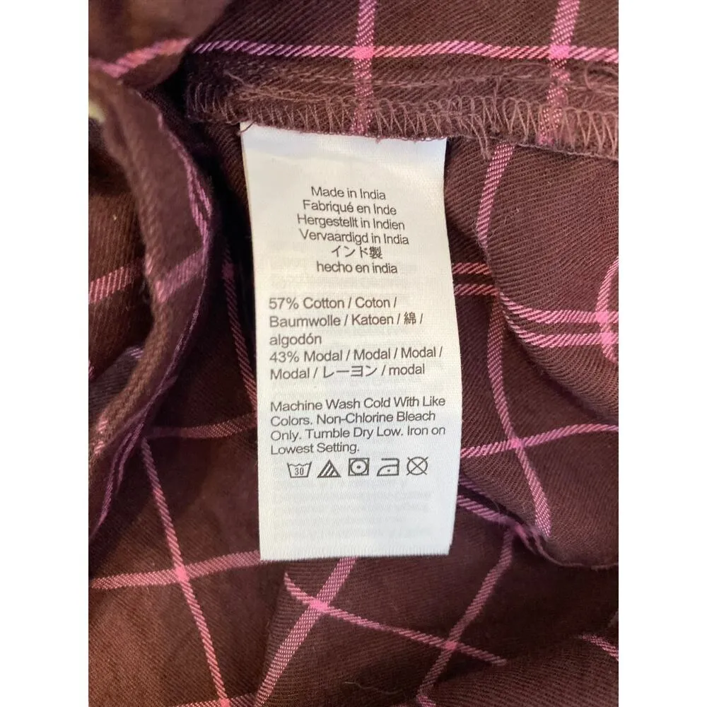 Madewell Purple Brown Plaid Oversized Nikki Flannel Button Down PJ Top EUC Sz S - Image 8