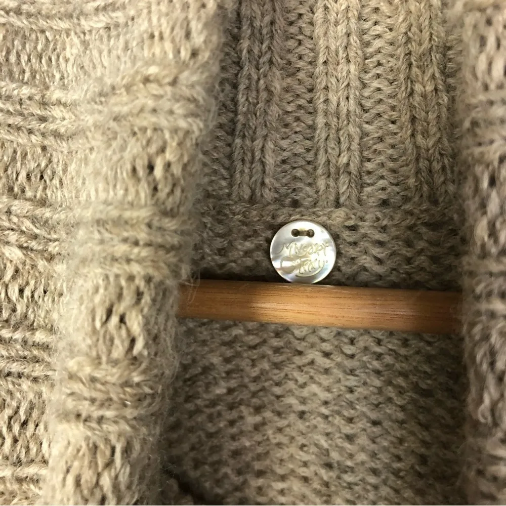 Margaret O'Leary Alapca Light Brown Cable Knit Turtleneck Sleeveless Sweater S - Image 4