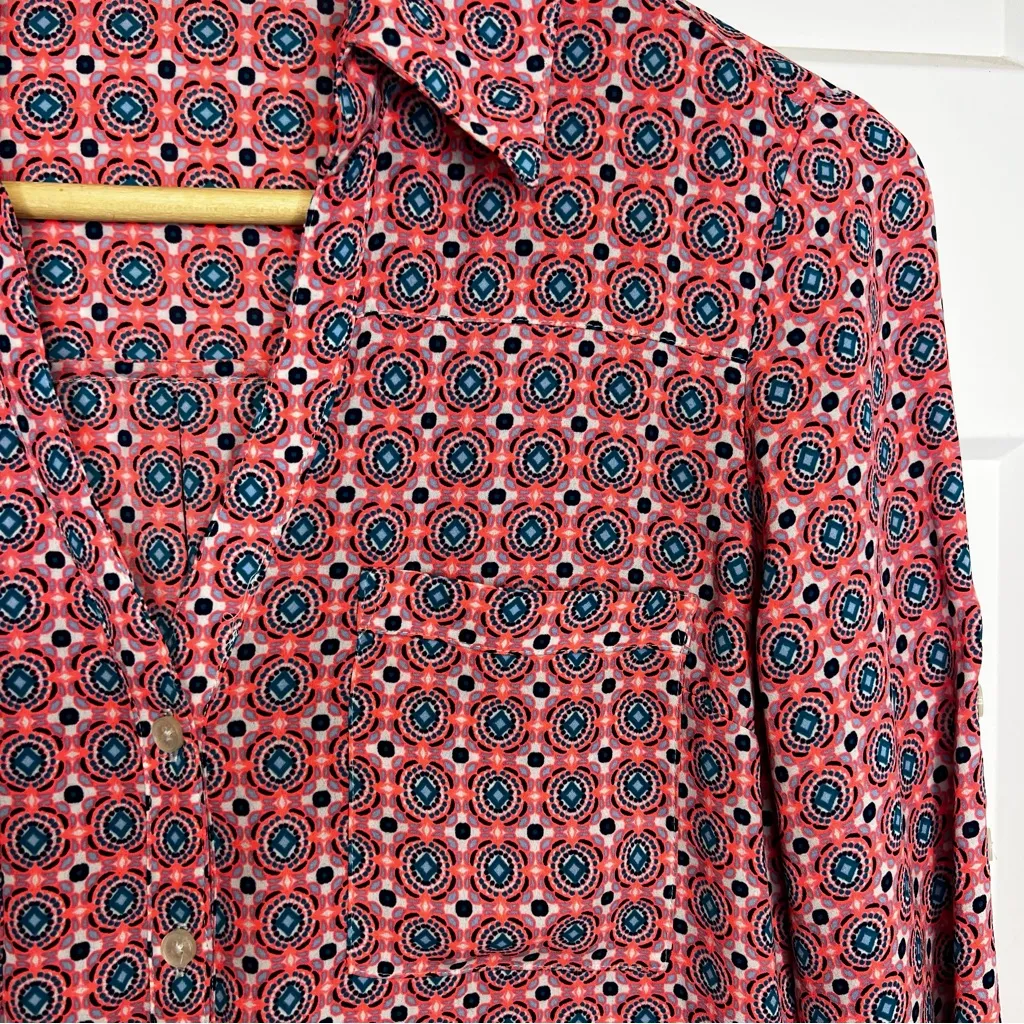 Express The Portifino Shirt Slim Fit Button Up Size Small Roll Tab Sleeve - Image 3