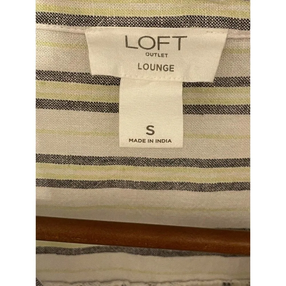 Loft Outlet Lounge Linen Blend Striped Button Down Top Shirt Size Small EUC - Image 3