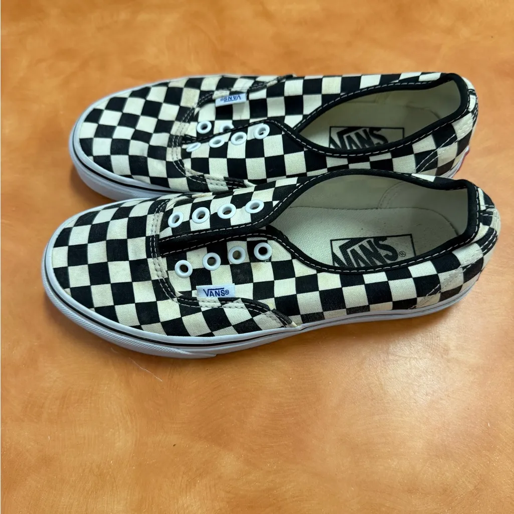 Vans Black and White Checkerboard Slip-Ons - Image 5