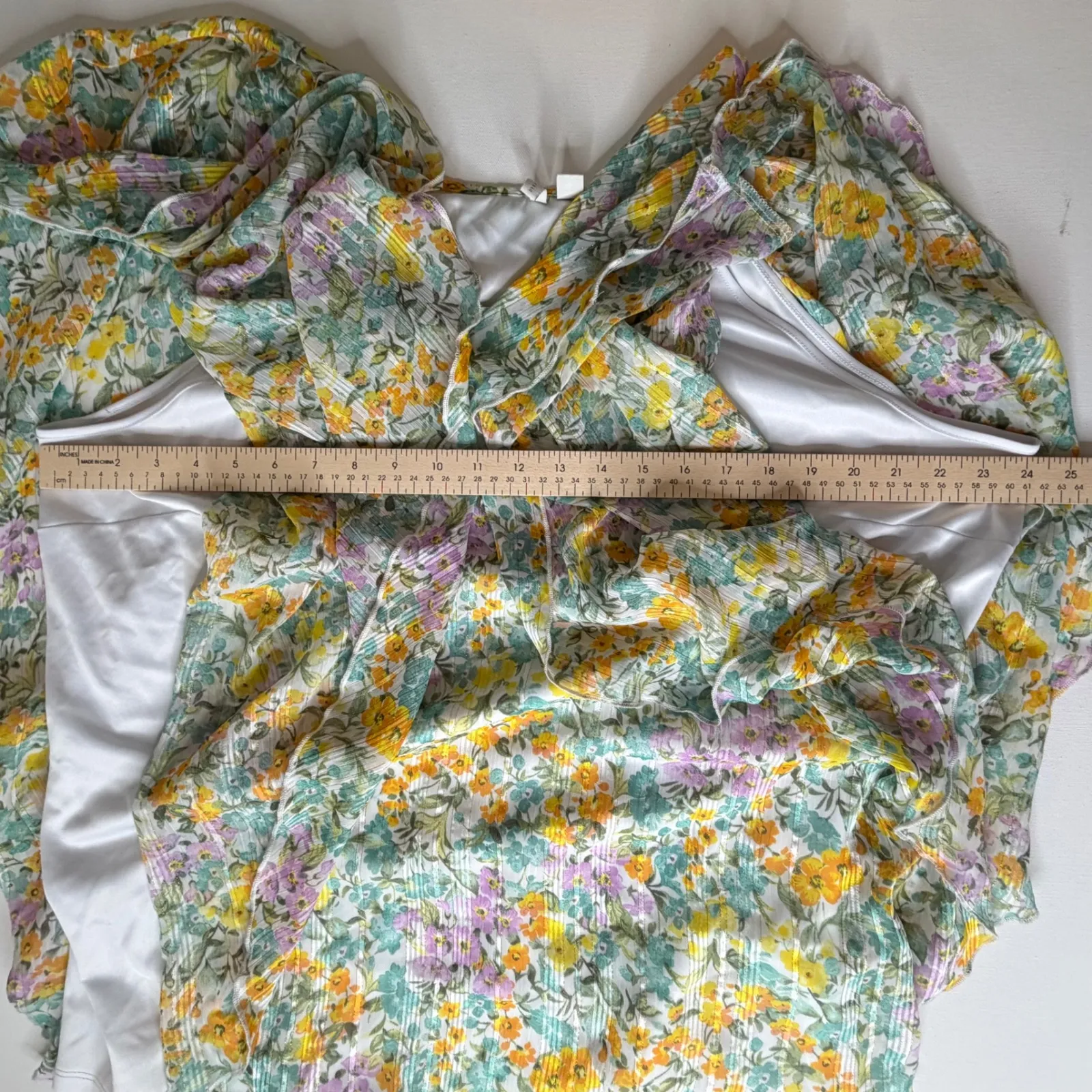Cato Floral Ruffle Sleeve Chiffon Blouse Size 22/24W Multicolor Pastel Feminine - Image 10
