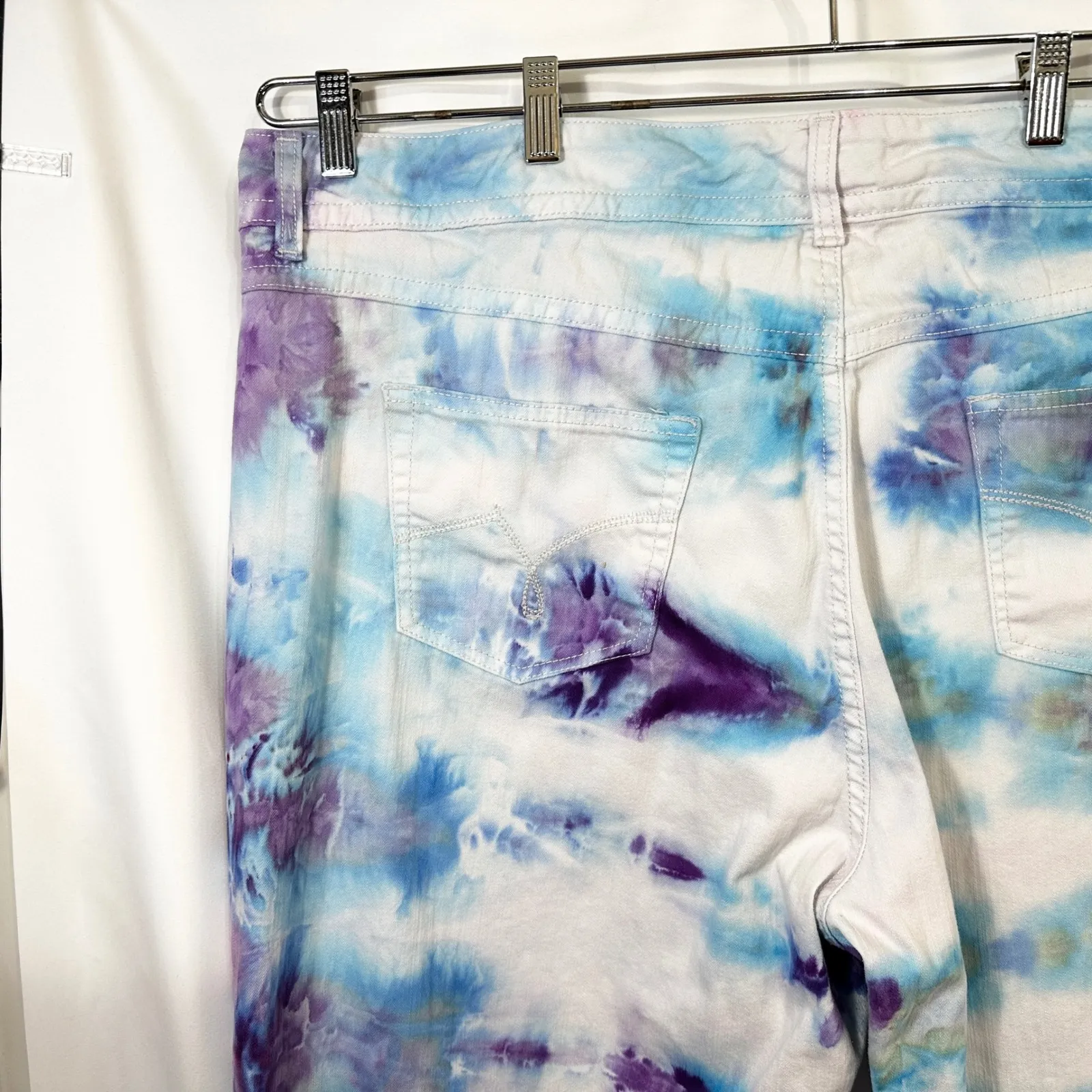 JMS Just My Size Plus Size 26WP Jeans Handmade Tie Dye Bootcut Purple Blue 670 - Image 10