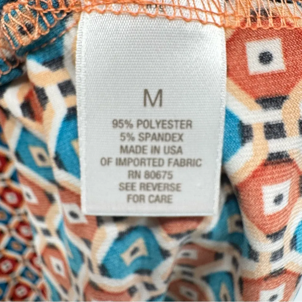 Roz & Ali Sleeveless Mixed Geo Print Keyhole Neckline Tunic Top Size Medium - Image 5
