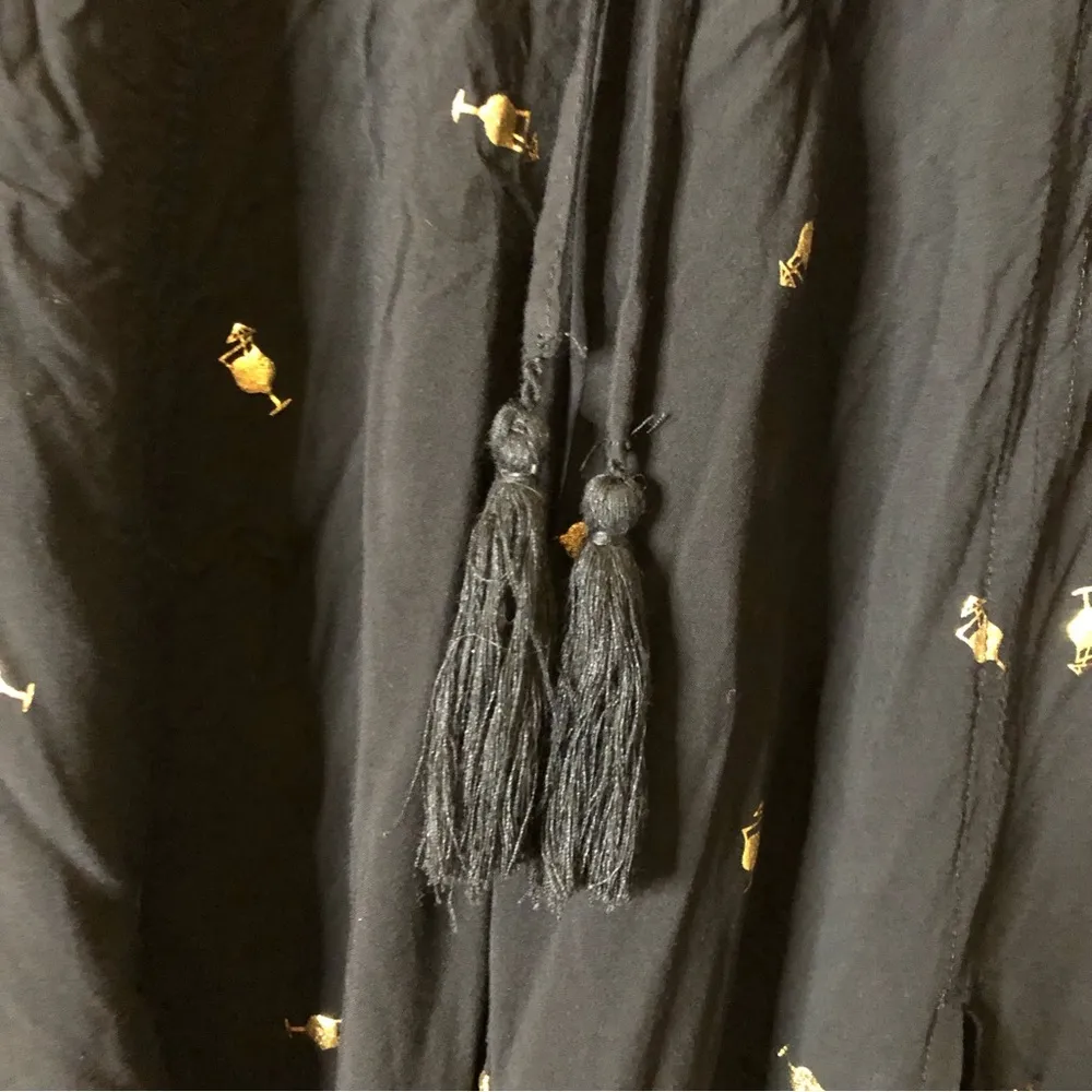 Solitaire‎ Swim Martini Glass Coverup Wide Leg Pants Black Gold Medium - Image 4