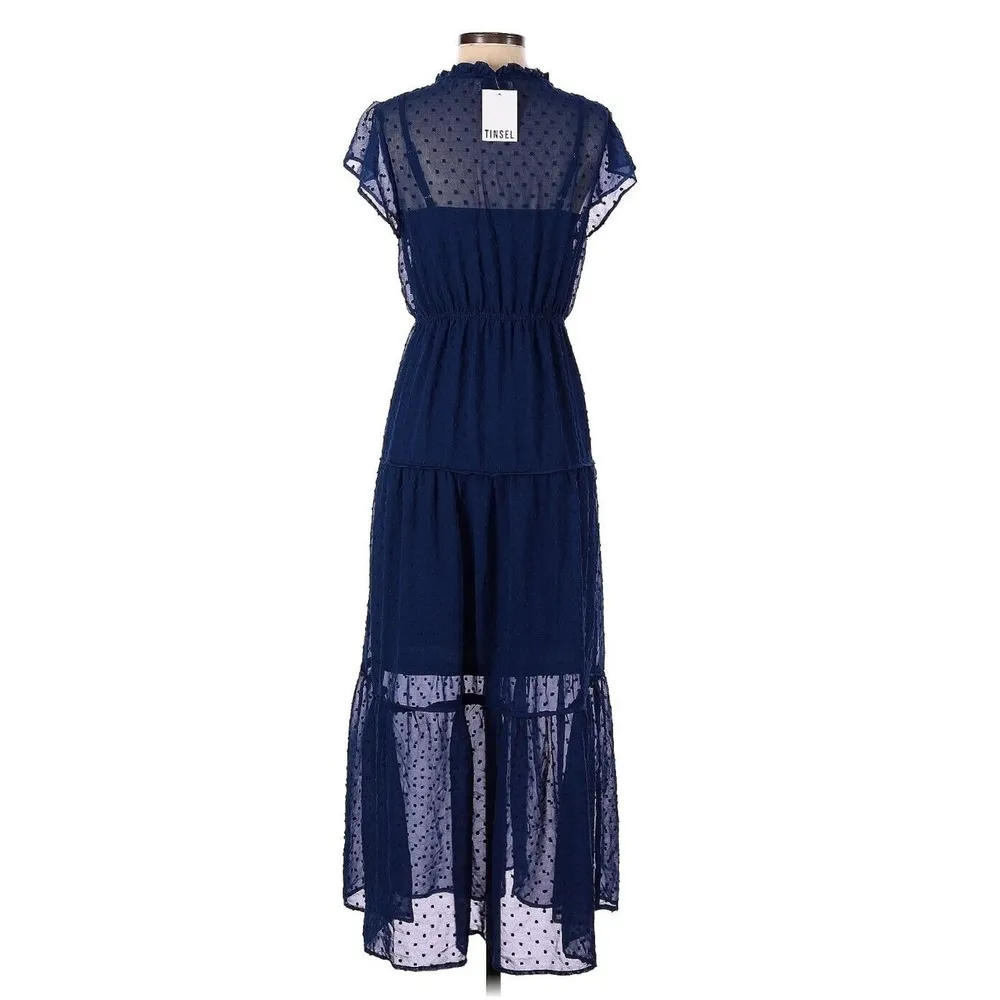 Shiny Tinsel Poly Dress with Vent Sleeves. Slip, Double Lining Maxidress NWT Size undefined - Image 2