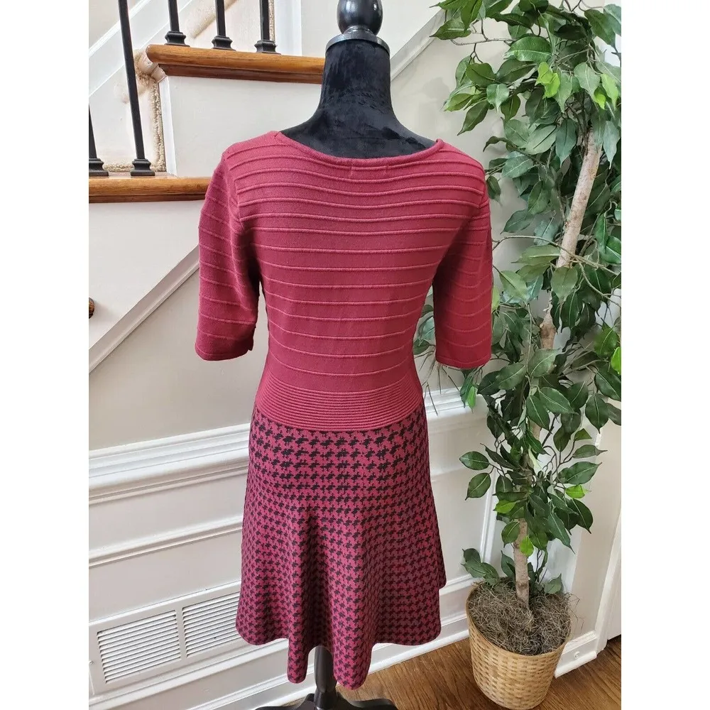 Candies Maroon Rayon Round Neck 3/4 Sleeve Knee Length Sweater Dress Size XL - Image 7