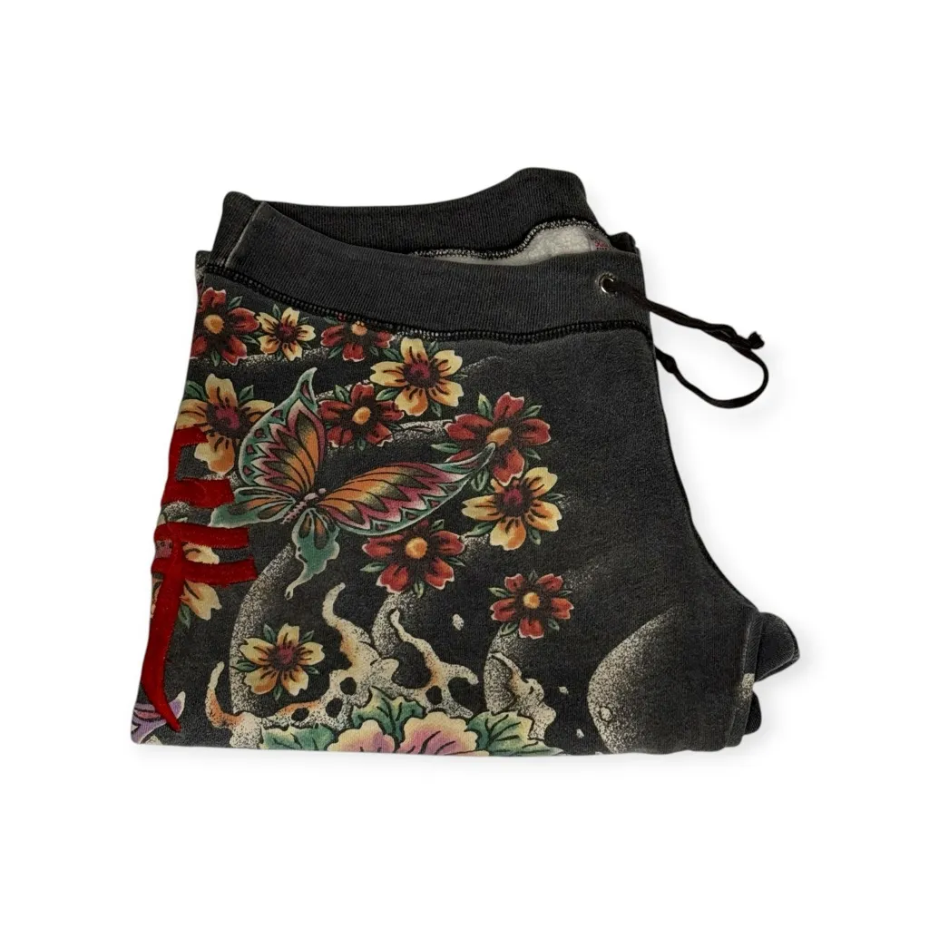 Rare: Y2K Lucky Brand ❀ Embroidered Asian Koi Butterfly Sweatpants ❀ Black ❀ L - Image 13