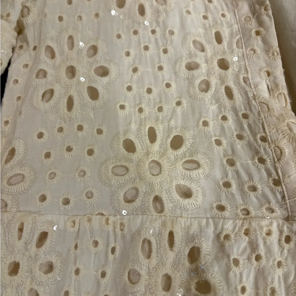 Desigual shirt Swiss lace dress white sparkles sz S mini - Image 7