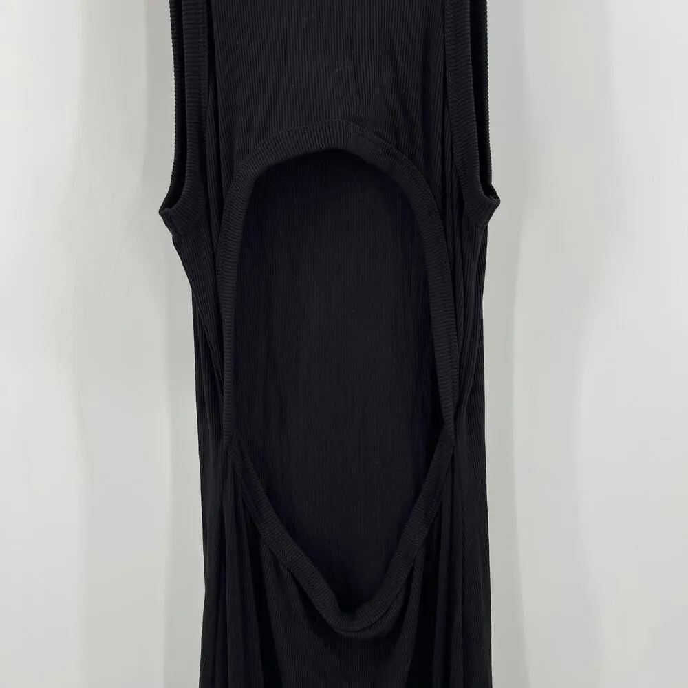 LNA CLOTHING Dress SZ Large Rilynn Rib Racer Black Midi NWT Stretch Cutout Back - Image 9