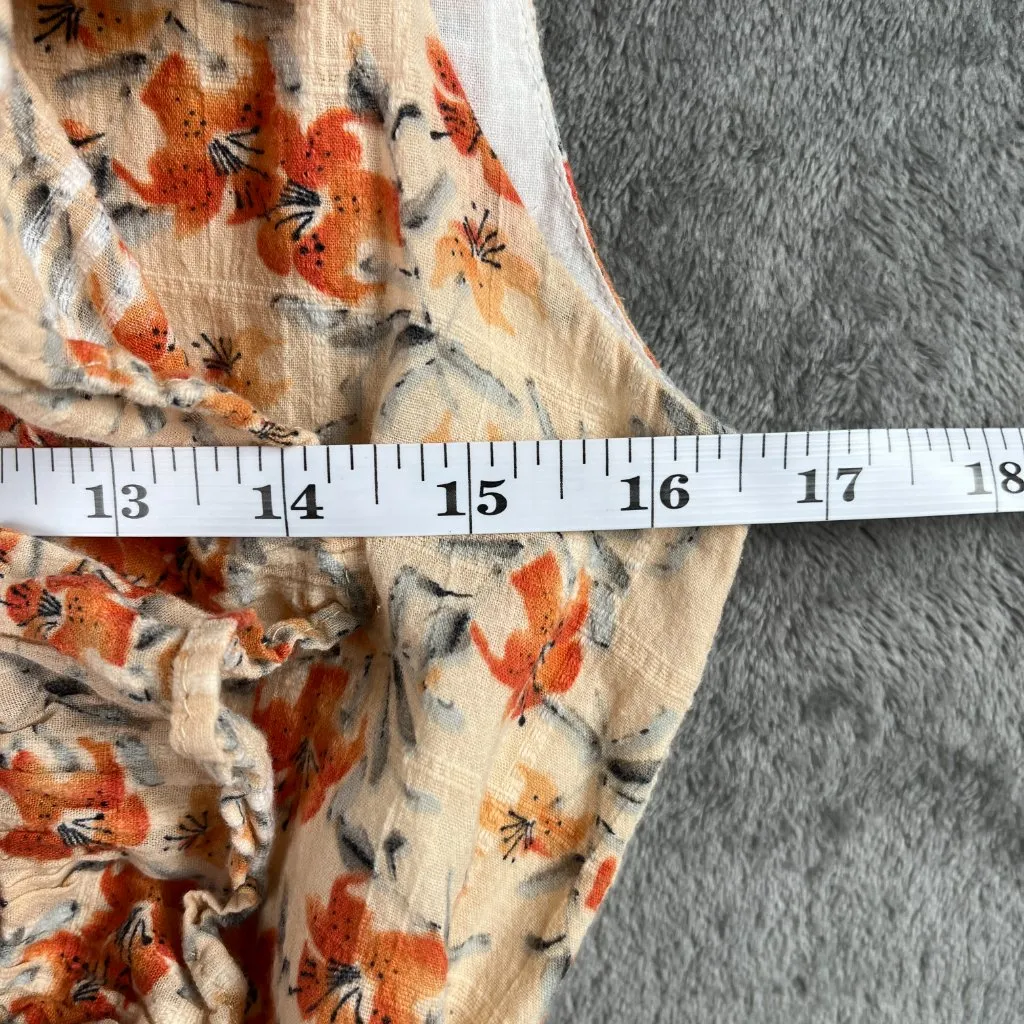 MINKPINK Zahari Mini Dress Women’s S Ruffle Floral Beige Stretchy Boho Summer - Image 8