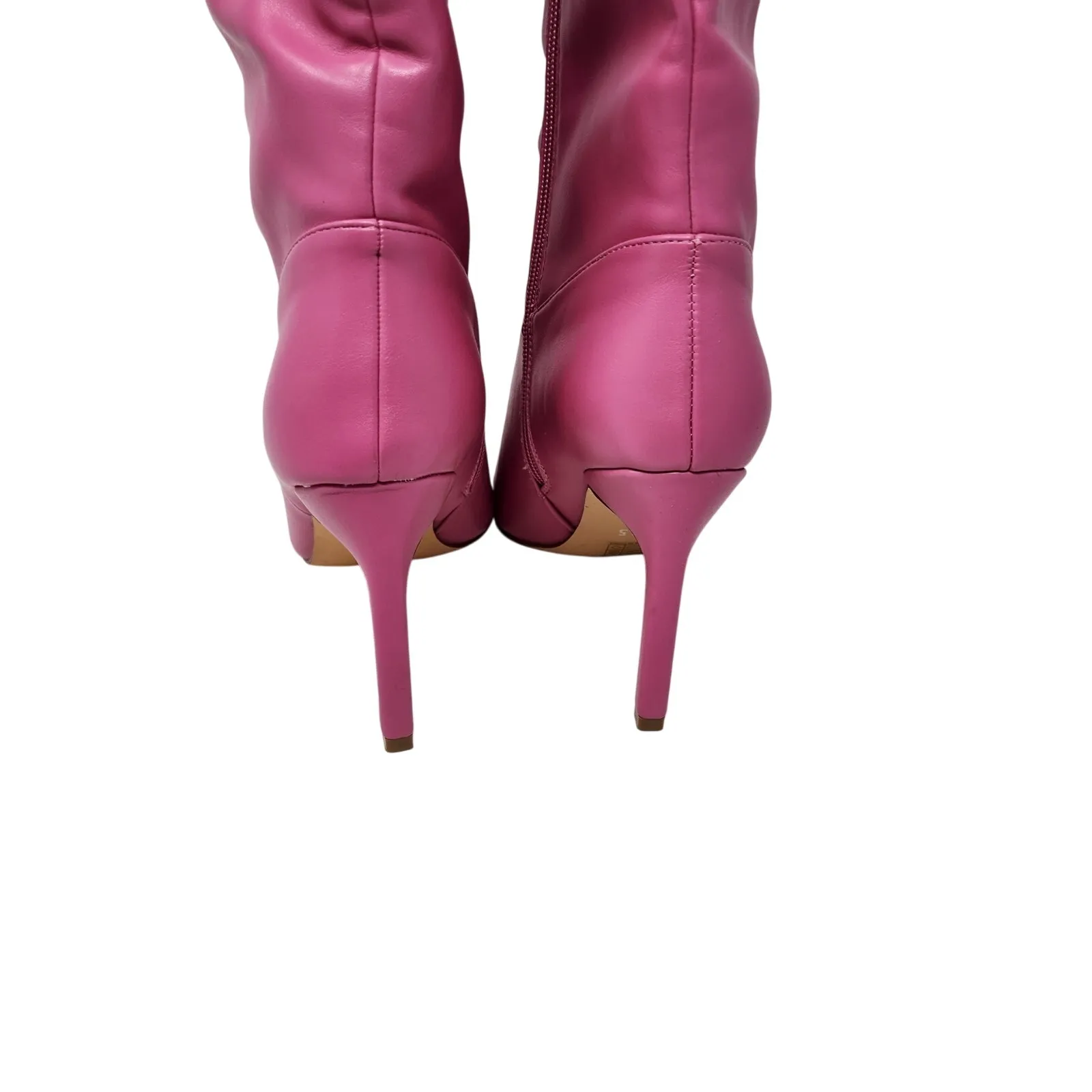 Sun Envy Pink Pleather Pointed Toe Stiletto High Heels Over The Knee Boots 8.5 - Image 9