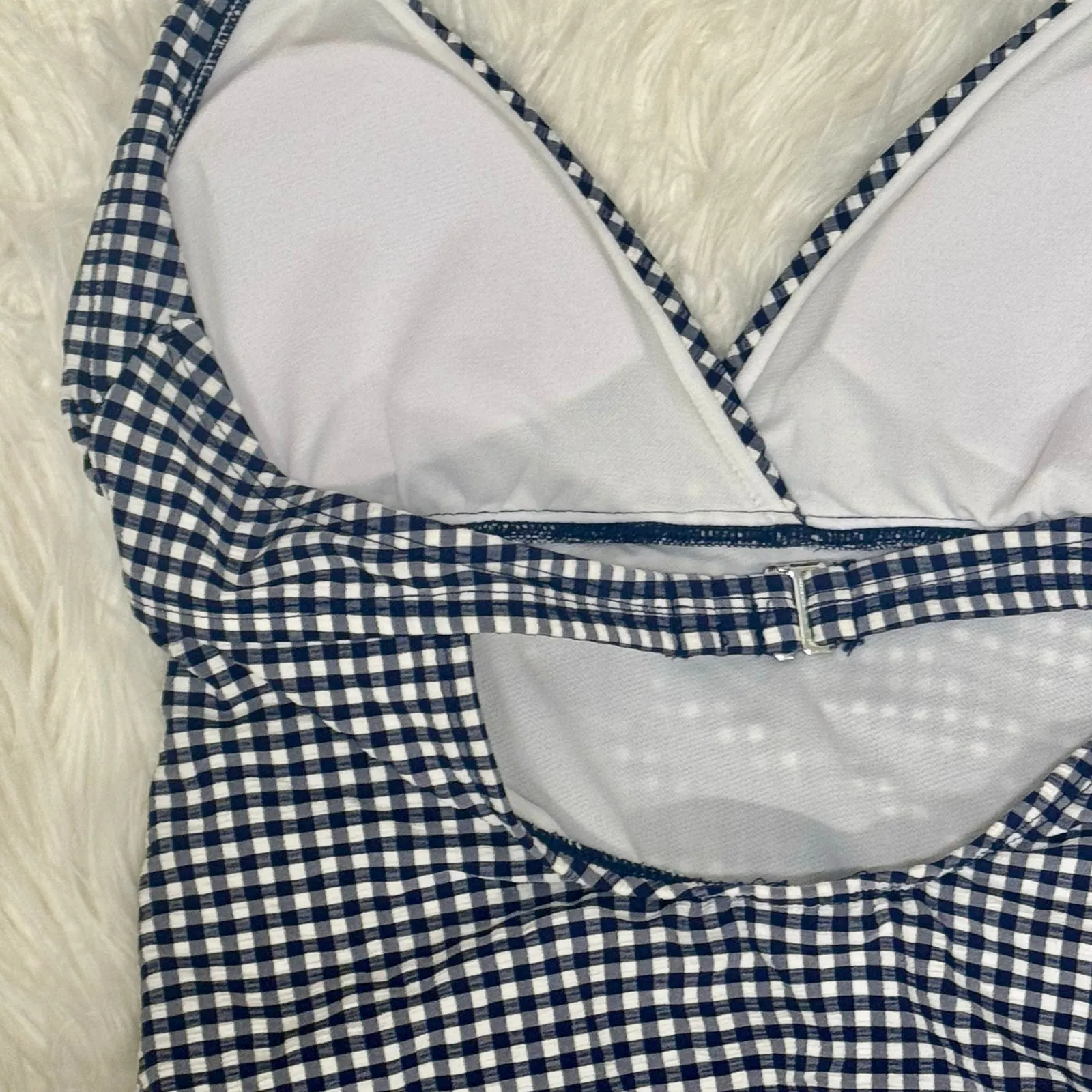 Draper James RSVP Preppy Gingham Swimsuit Ruched Halter Medium NEW WITHOUT TAGS - Image 6