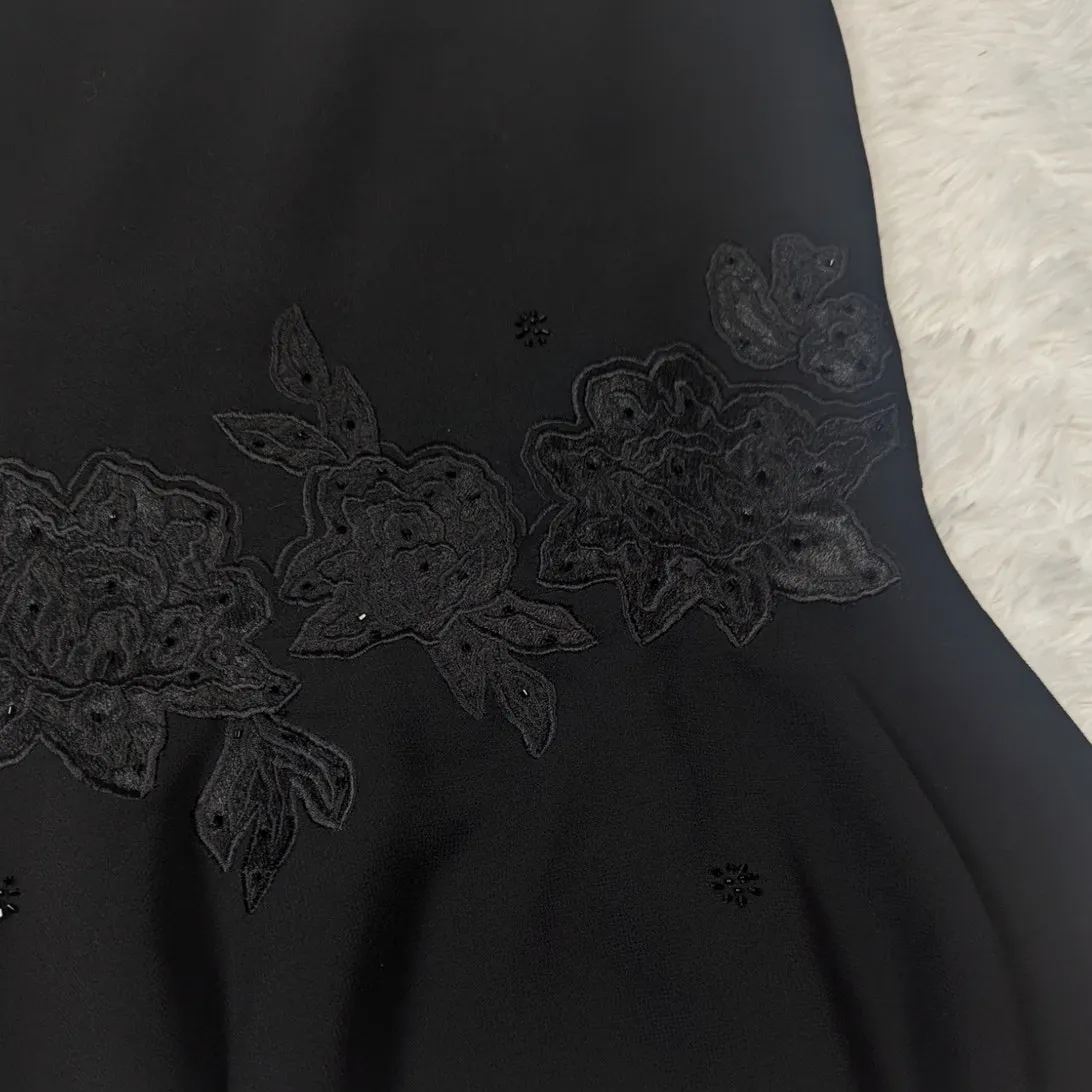 Y2K Vintage Whimsygoth Floral Applique Beaded Skirt Black Size 12 - Image 11