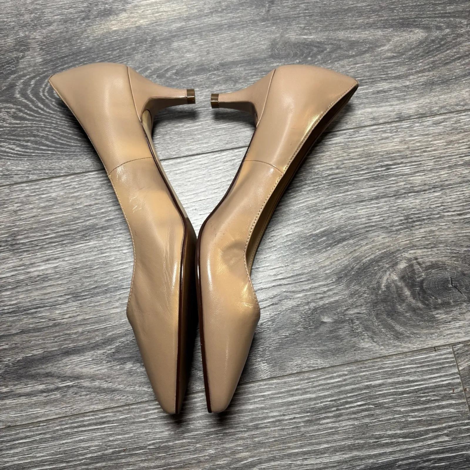 Cole Haan Nude Juliana 45 Leather Pointed Toe Heel Pumps Womens Size 8B - Image 10