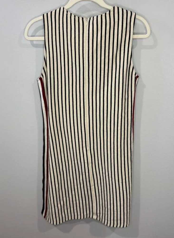 THML Women M Vertical Striped Tank Dress Black & White Back Zip 100% Cotton - Image 5