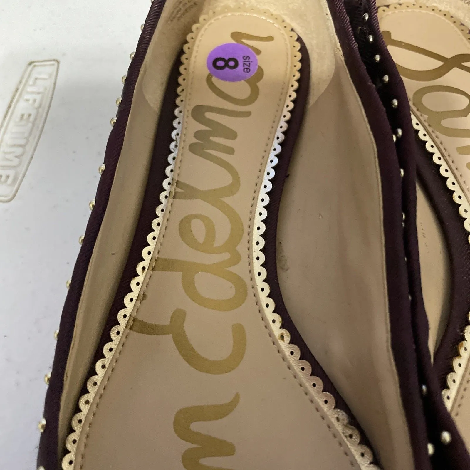 Sam Edelman Women's Rivera Flat Size 8 Gold & Burgundy Pointed Toe - Image 3