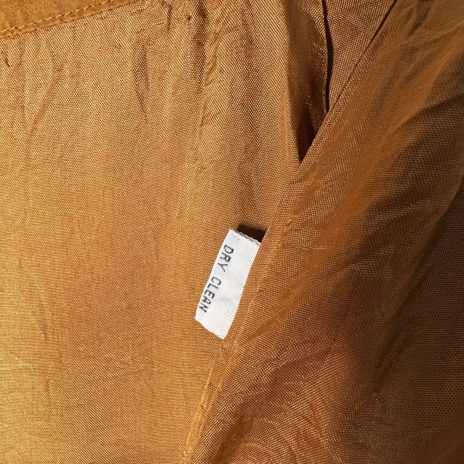 y2K 100% Silk Copper Rust Brown Pencil Skirt Plus Size 16 Lined, Textured Silk - Image 10