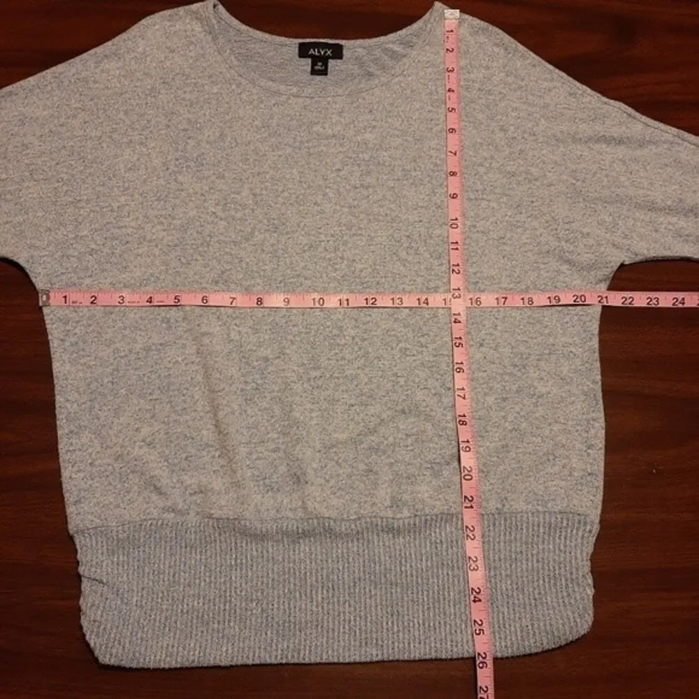 Alyx Sweater Light Blue Bat Sleeve Ruched Hemline Casual Pullover Knit Top M Size M - Image 8