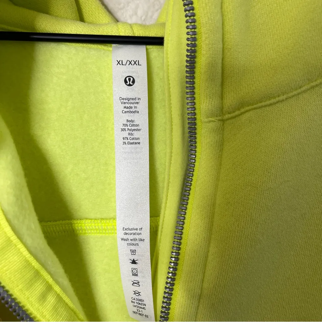 Lululemon Scuba Oversized Half Zip Hoodie Electric Lemon Womens Size XL / XXL - Image 8