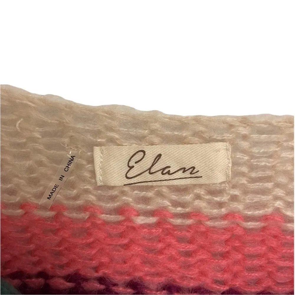 ELAN Sweater Pullover V Neck Stripe Multi Color Cozy Comfy Size Large - Image 6