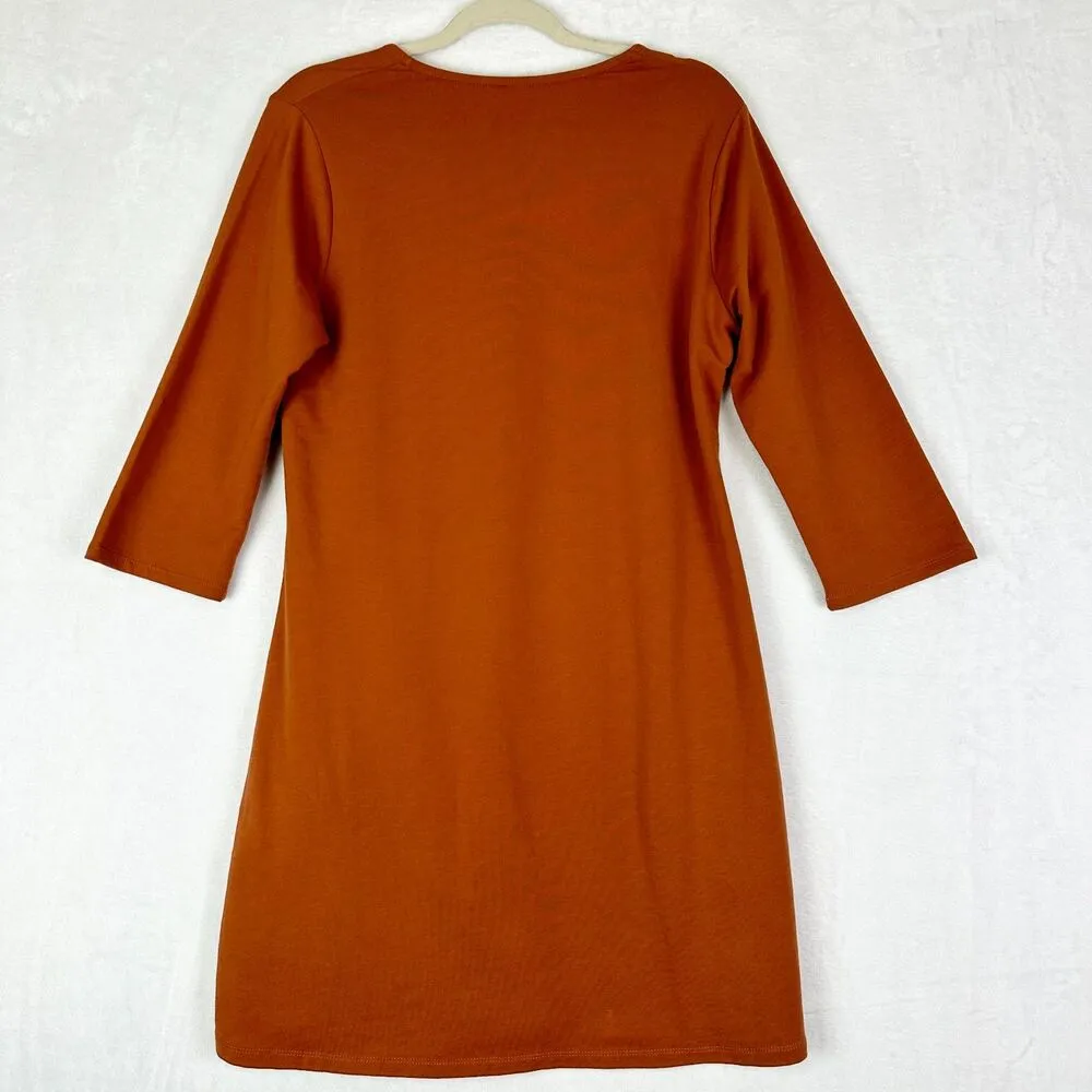 Lulu B 2 Pocket Relaxed Dress Size Medium Rust Orange Classic Timeless - Image 2