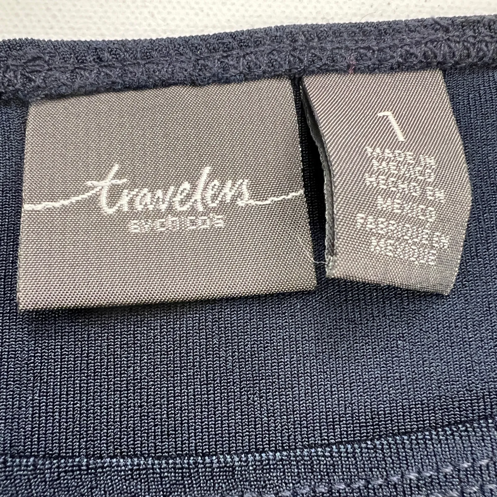 Chico's Travelers Skirt and Top Set Peekaboo Sleeve Navy Size 8-10 (Chico's 1) - Image 4