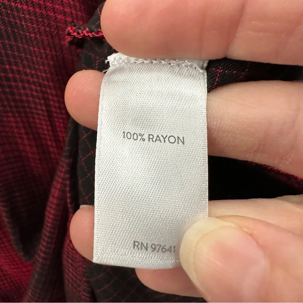 J.Jill Long Sleeve‎ Button Up Plaid Shirt Casual Preppy Casual Travel Pockets 2X Red - Image 5