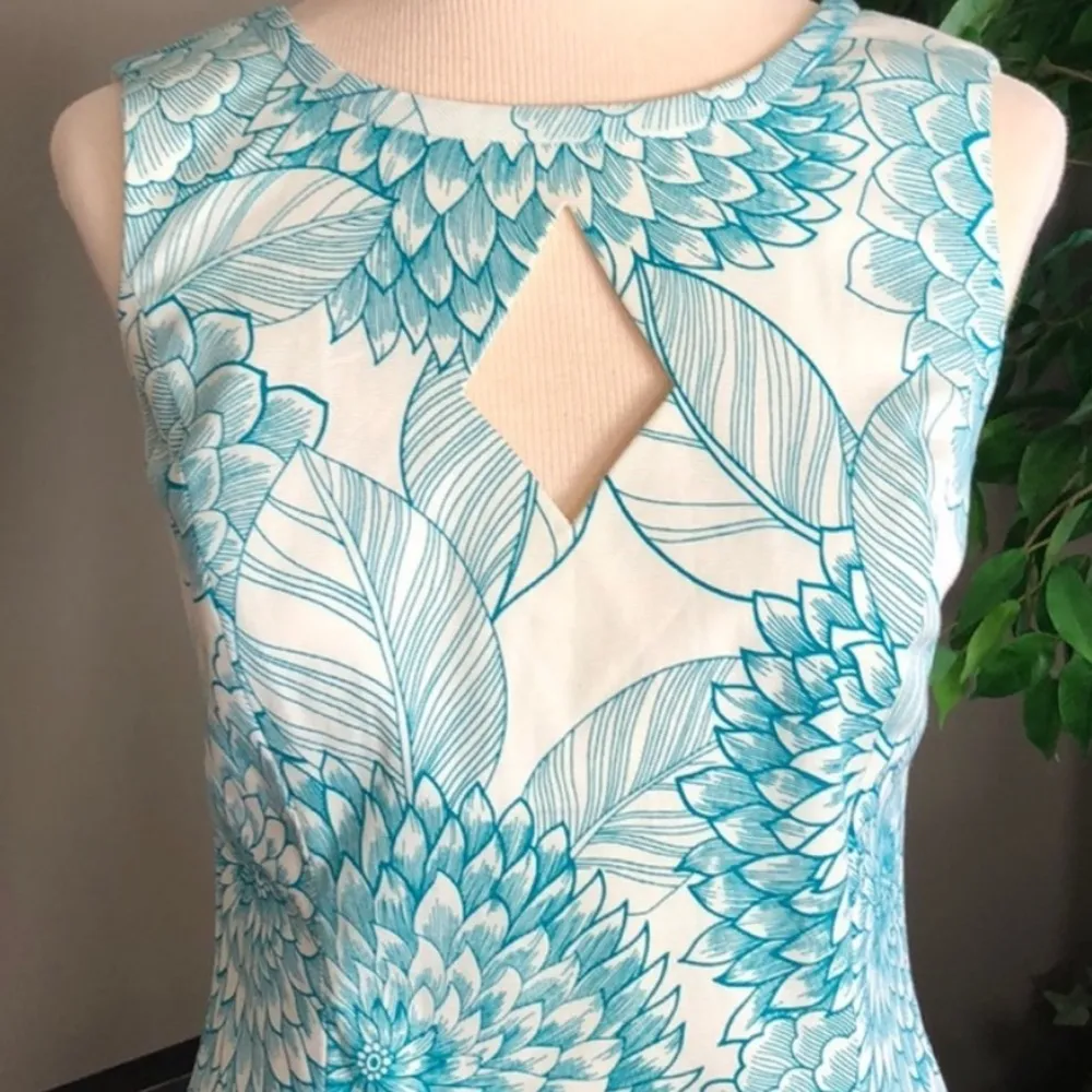 Etcetera Anthropologie Teal Floral Shift sz 14 - Image 11