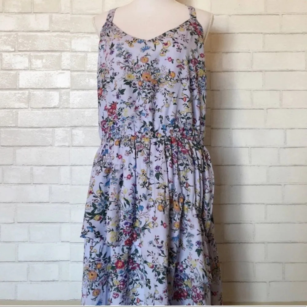 ✨5xHP✨Purple Floral Tiered Ruffle Skirt Dress✨ - Image 4