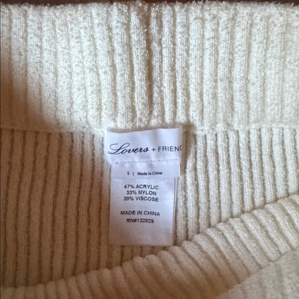 Lovers + Friends Cream Ribbed Casual Pants - Image 2