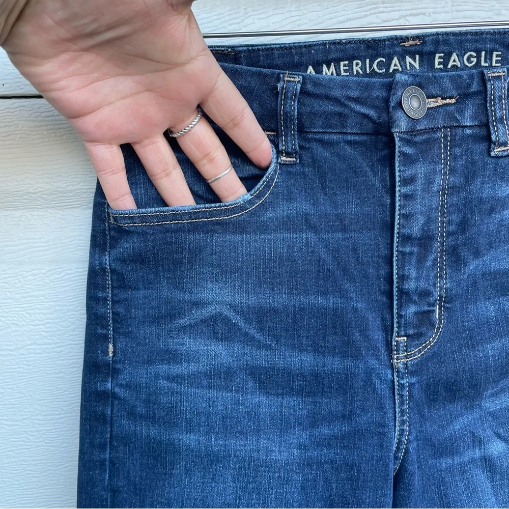 AEO American Eagle Womens Jeans Curvy High Hi Rise Jegging Blue Denim Stretch 6 - Image 7
