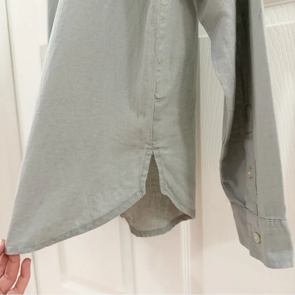 NWT Abercrombie & Fitch Boyfriend Linen Button Down Shirt Sage Green sz Medium - Image 3