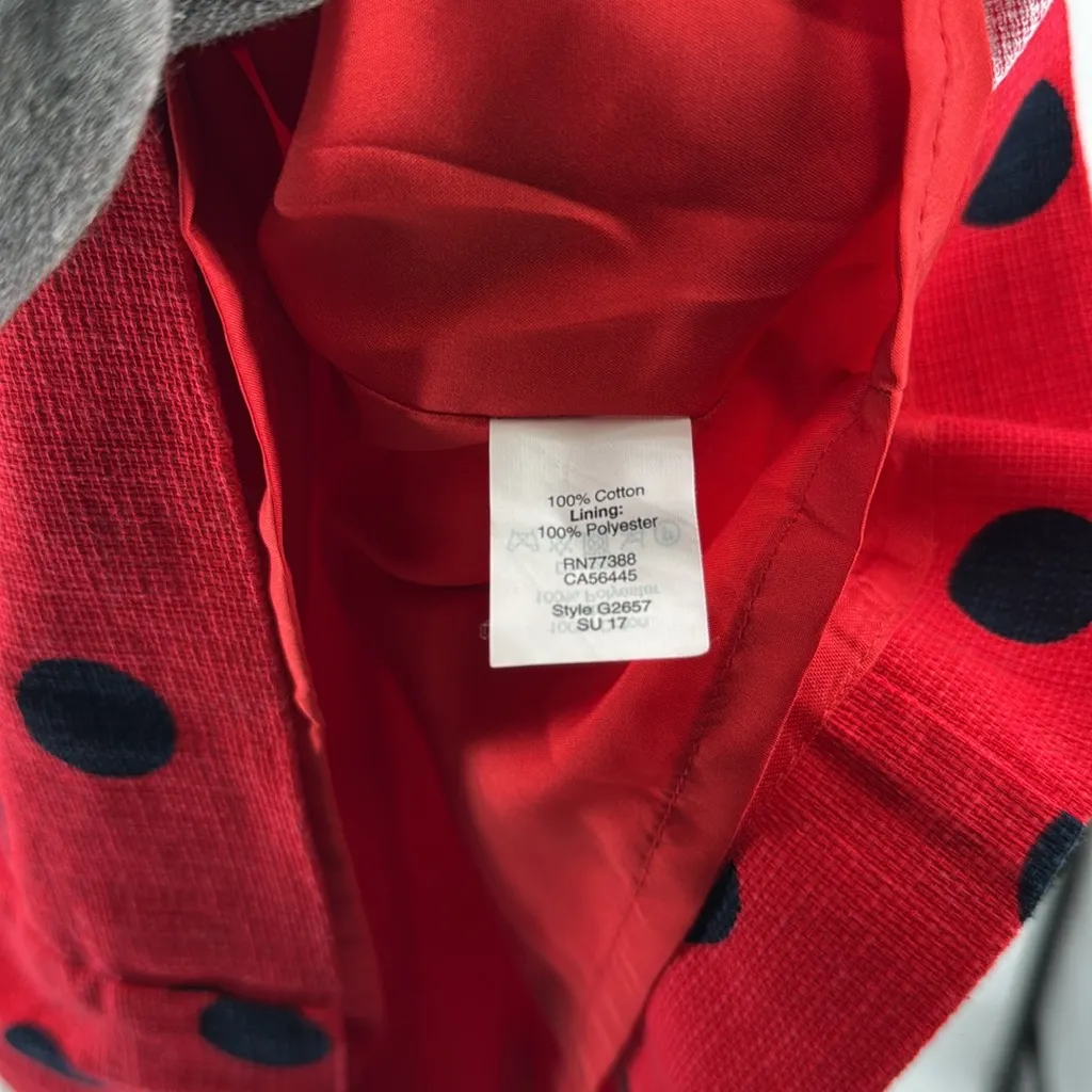 J. Crew Factory Red Dress with Navy Dots structured sleeveless above knee office Size 6 - Image 11