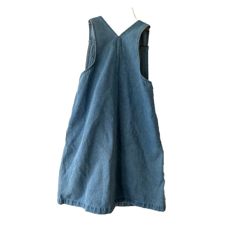 Vintage Christopher & Banks Denim Mini Pinafore Dress Size S 100% Cotton Y2K 90s - Image 3