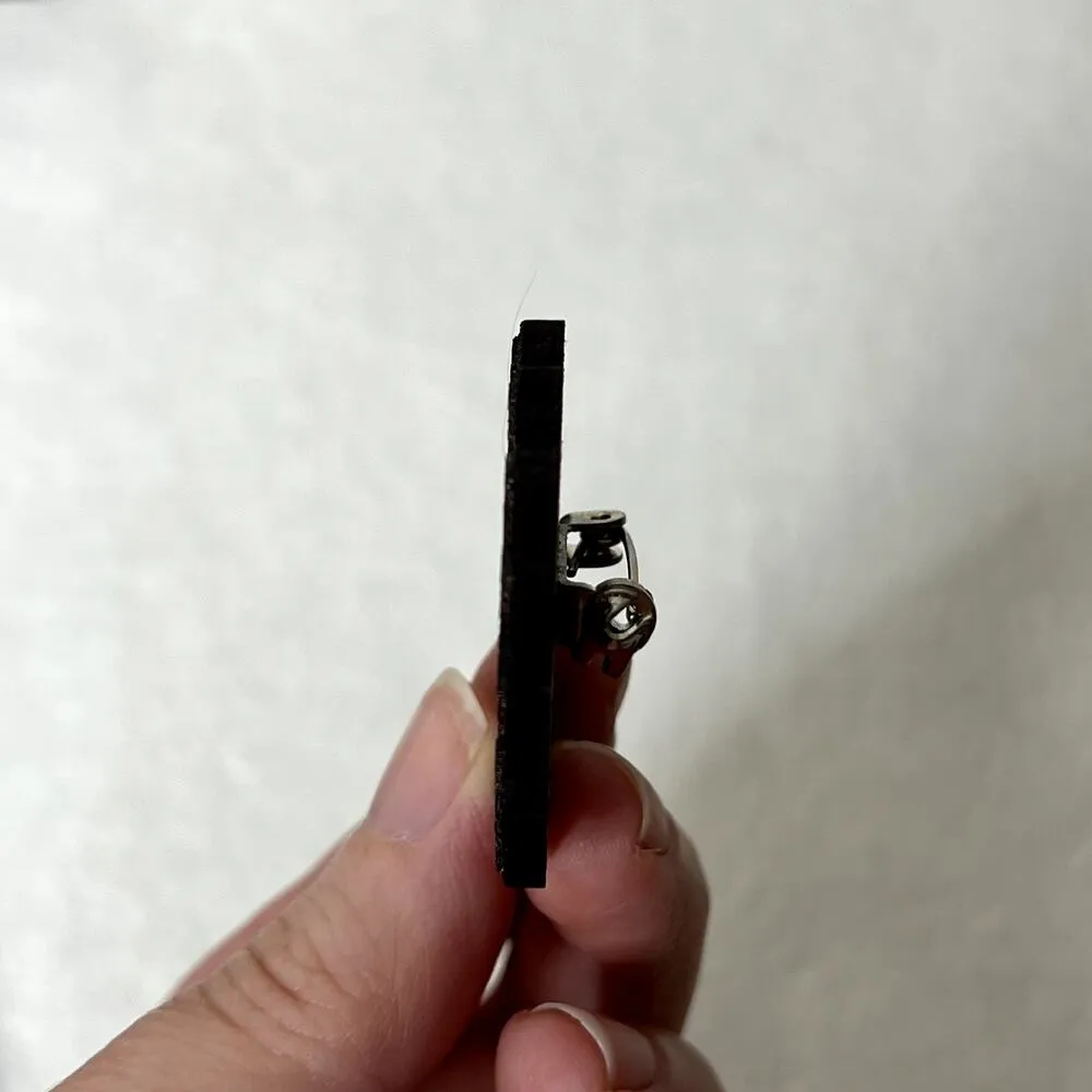 Handmade Engraved Wooden Sunflower Bee Pin Brown - Image 3