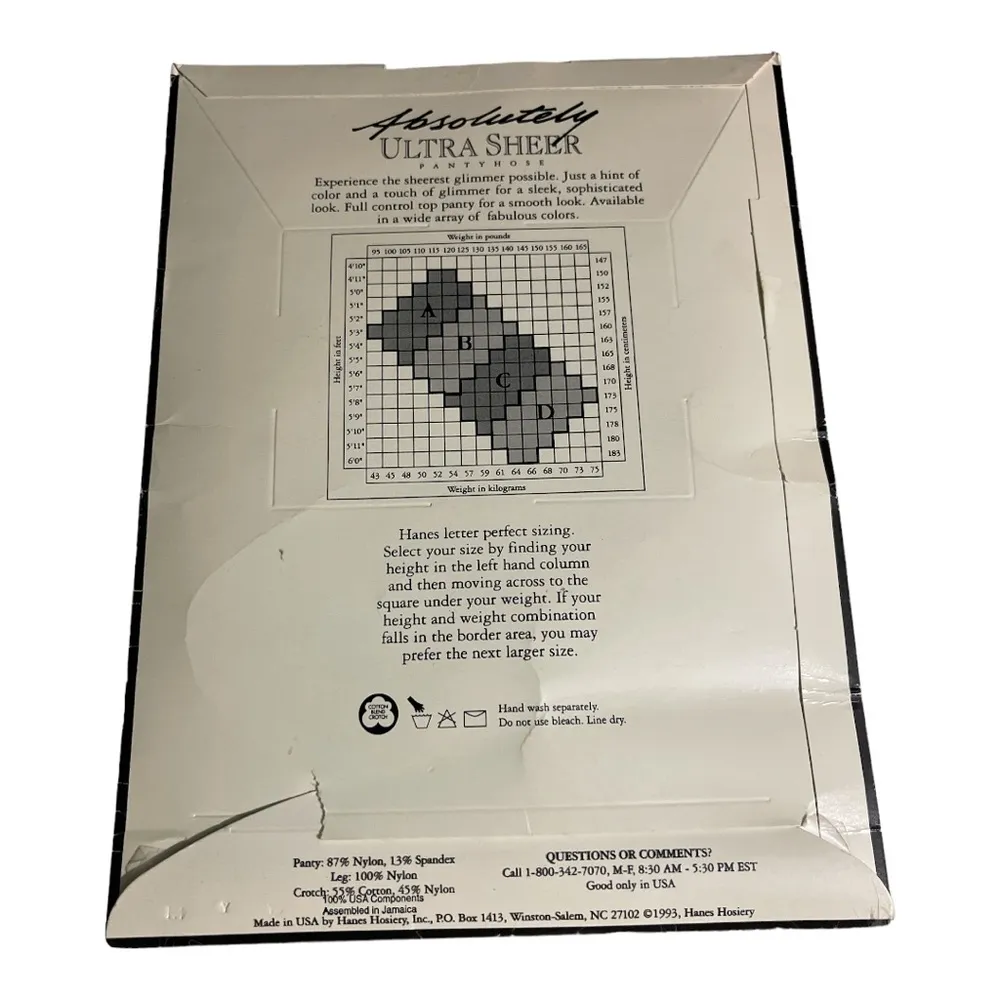 Hanes Vintage Absolutely Ultra Sheer Control Top Glimmer Pantyhose Size B Silver - Image 2