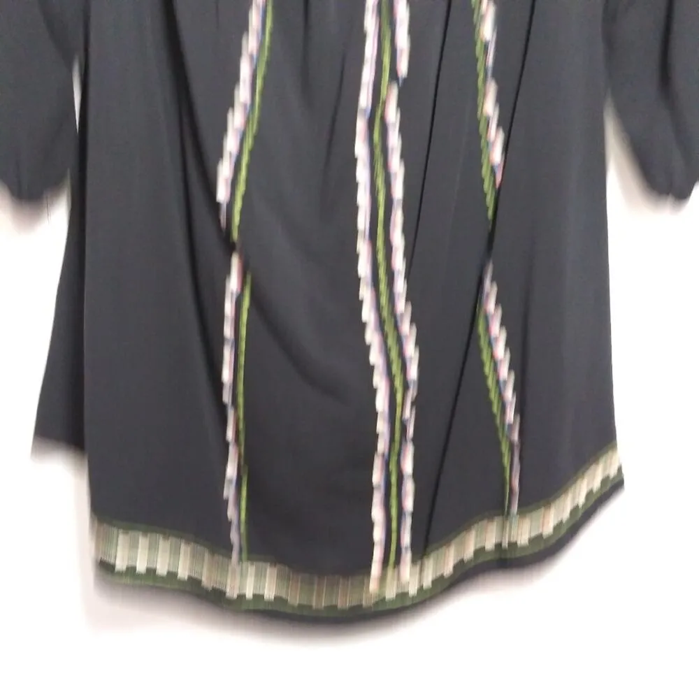 Flying Tomato Black Embroidered Off Shoulder 3/4 Sleeves Boho Short Dress Size L - Image 3