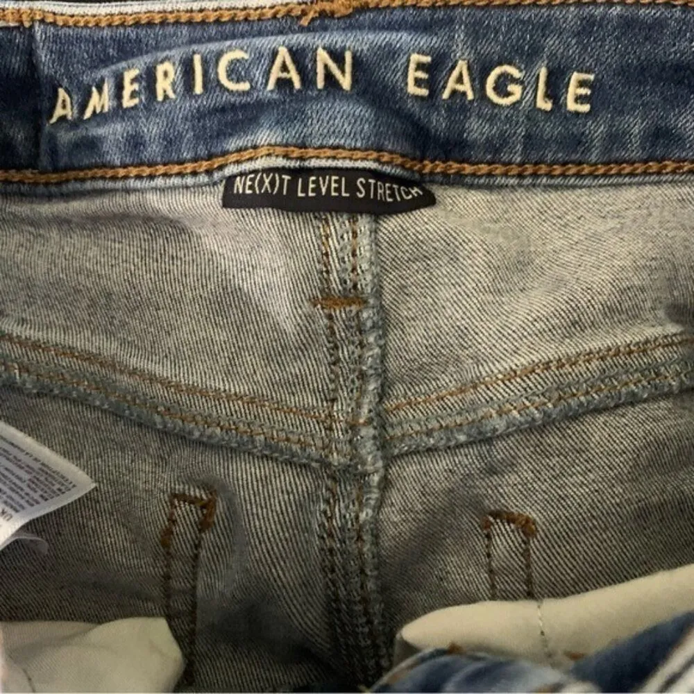 American Eagle Jeans 00 Skinny Distressed Blue Low Rise Y2K - Image 6