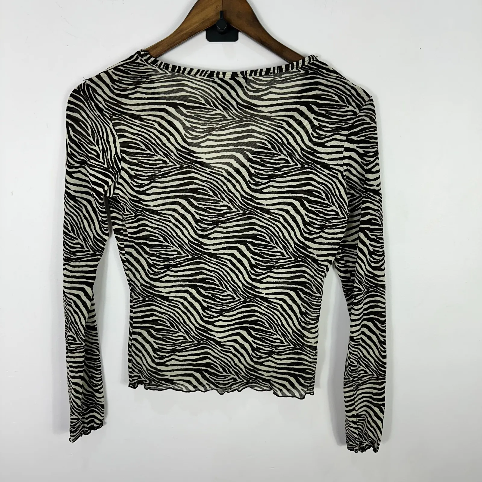Express Mesh Top S Y2K Indie Sleaze Zebra Print Sheer 90s Animal‎ Print Grunge - Image 6