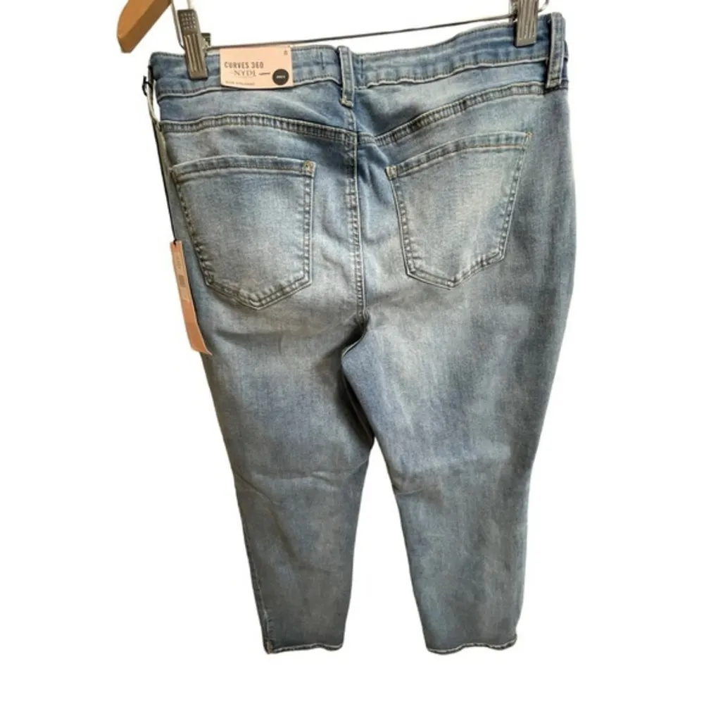 NYDJ NWT Curves 360ā Slim Straight Ankle Jeans w/ Side Slits Light Wash Size 8 - Image 10