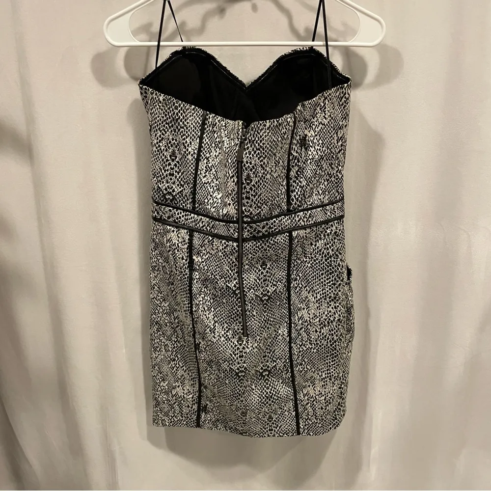 Guess sexy snake print black piping corset top tulip micro mini strapless dress - Image 5