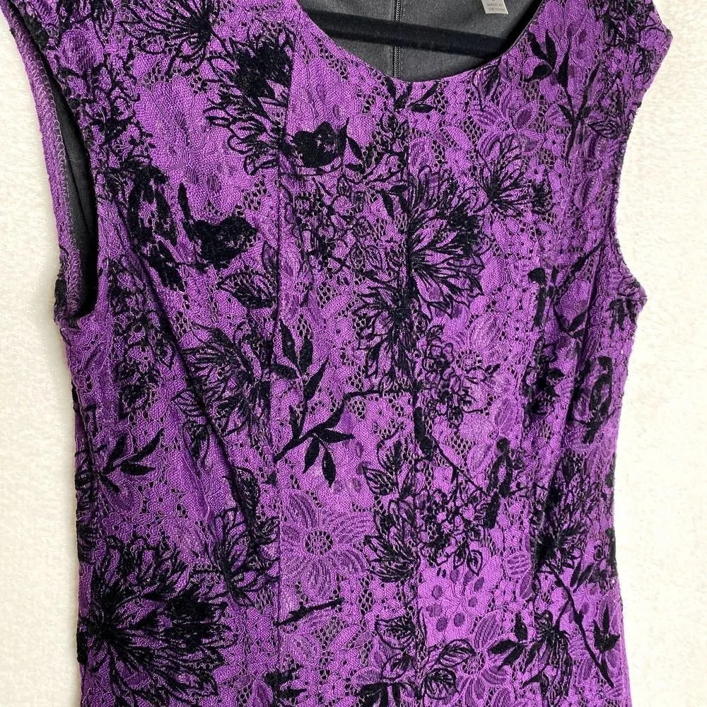 Danny & Nicole Floral Lace Velvet Fit & Flare Dress Purple Black Halloween 8 - Image 4